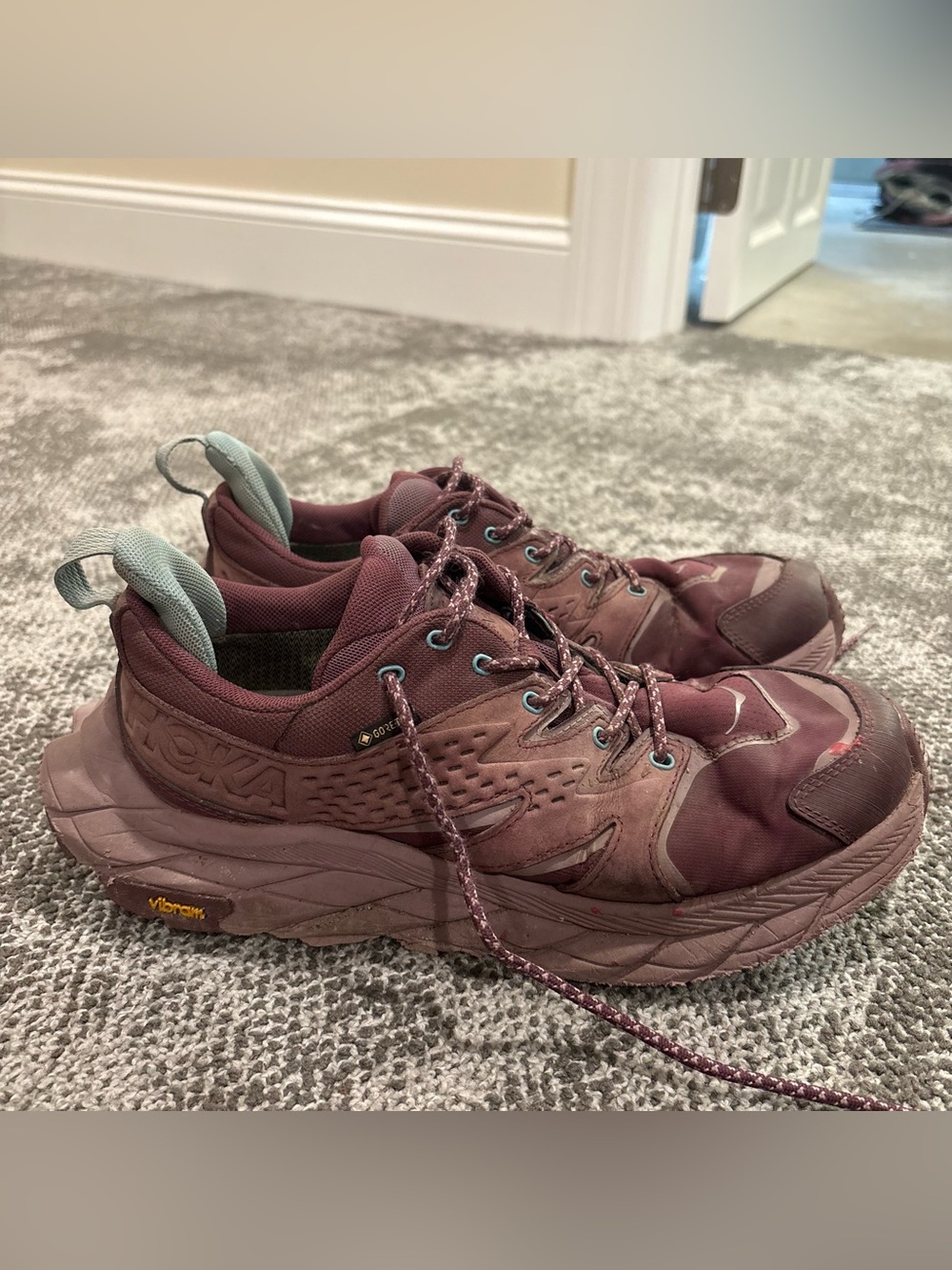 Hoka One One Anacapa Low GTX Burgundy Athletic Outdoor Shoes Womens U.S. 9B